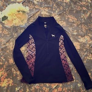 PINK Victoria’s Secret black half-zip XS